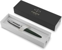 Bolígrafo Jotter XL, adorno cromado, punta mediana, tinta azul, en estuche de regalo, color verde mate Greenwich Parker