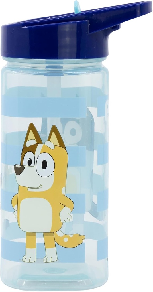 Botella de agua reutilizable cuadrada con pajita incorporada de 510 ml de Bluey