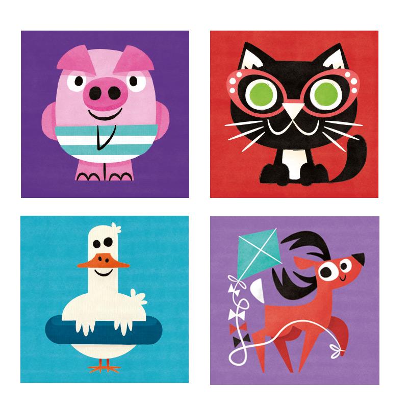 Los animales de  vacaciones. Juego de memory