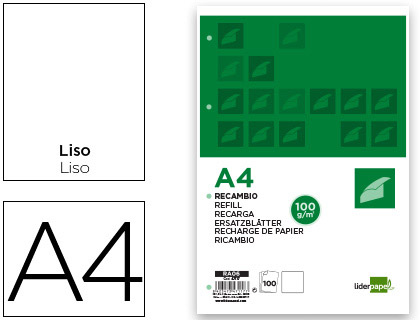 Recambio liso a4 100gr 100h liderpapel