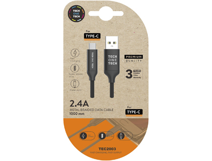 Cable USB 2.0 B-M a 3.1 C-M tipo C 1.0m negro TECH ONE TECH