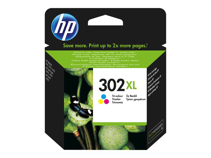 Tinta hp 302xl original f6u67ae tricolor