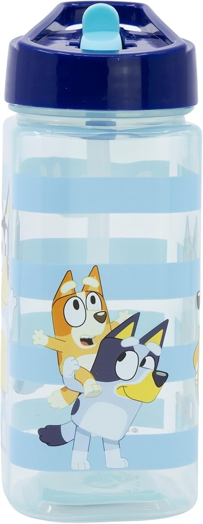 Botella de agua reutilizable cuadrada con pajita incorporada de 510 ml de Bluey