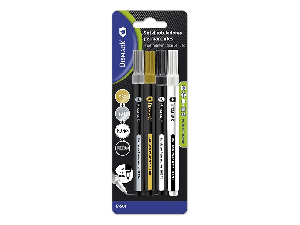 Rotuladores oro/plata/bronce/blanco permanente 1-2mm Bismark