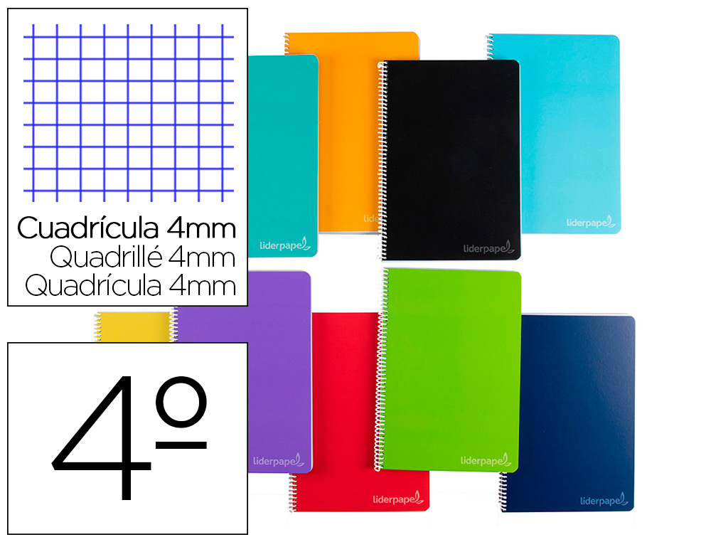 Cuaderno espiral 4x4 4º 75gr 80h T/D c/margen Liderpapel