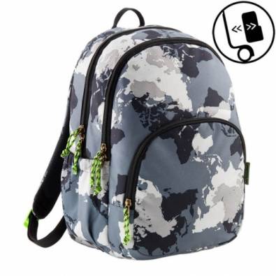 Mochila triple compartimento mapamundi