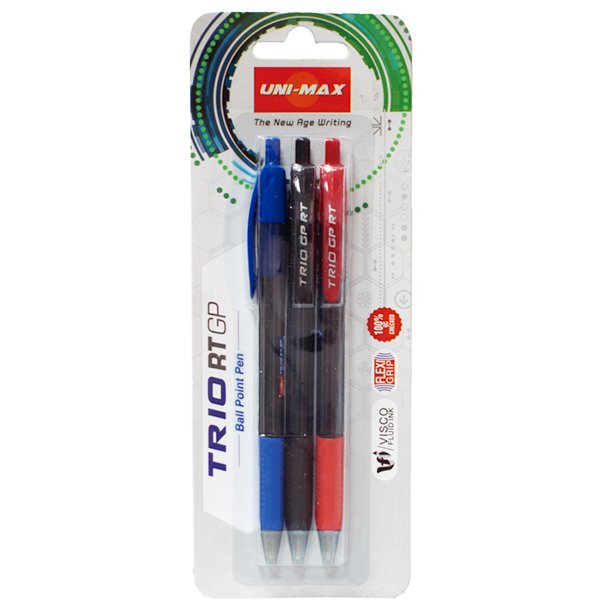 Bolígrafo Tinta Viscosidad Extrema Plus Office Trio GP Colores Surtidos Blíster /3 ud.