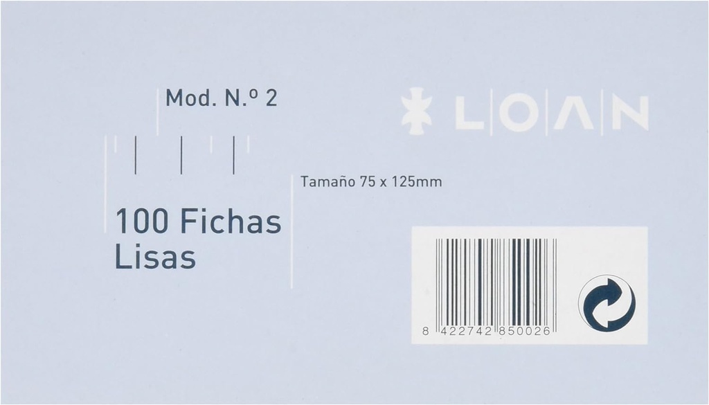 [F-2L] Fichas lisas Nº 2 7,5X12,5 100uds