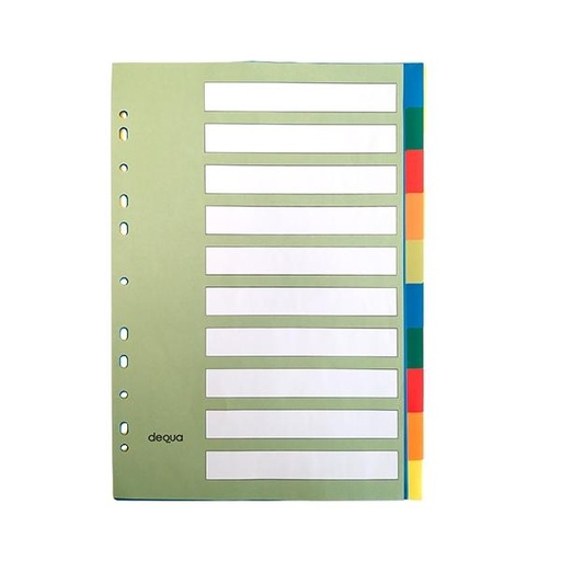 [40413] Separadores 10P Folio plástico multicolor caratula índice Dequa