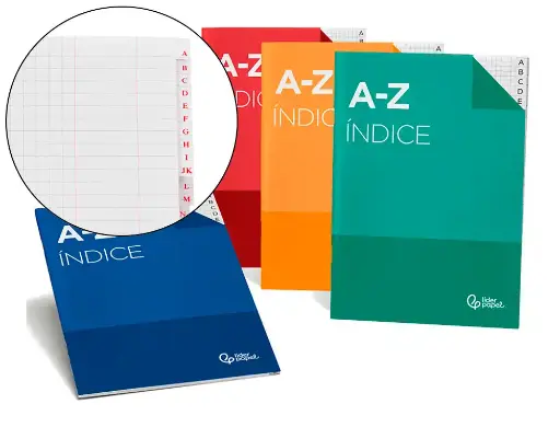 [IF01-37500] Libreta indice 4º 70g 24h T/P colores surtidos Liderpapel