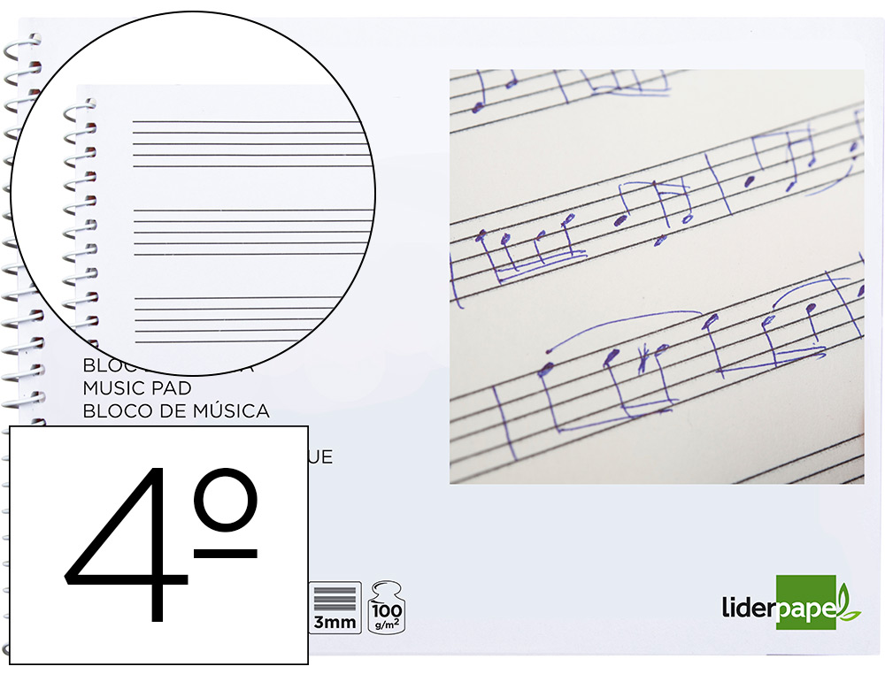 [BM03] BLOC MUSICA 4º PENTAG 3MM 20H 100GR LD